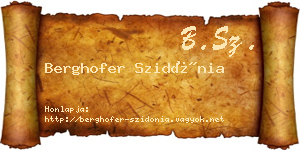Berghofer Szidónia névjegykártya
